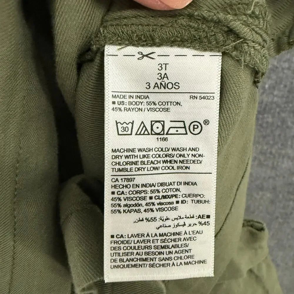 Old Navy Girls Shirt Dress Size 3T Olive Green Rayon Elastic Waist Military New